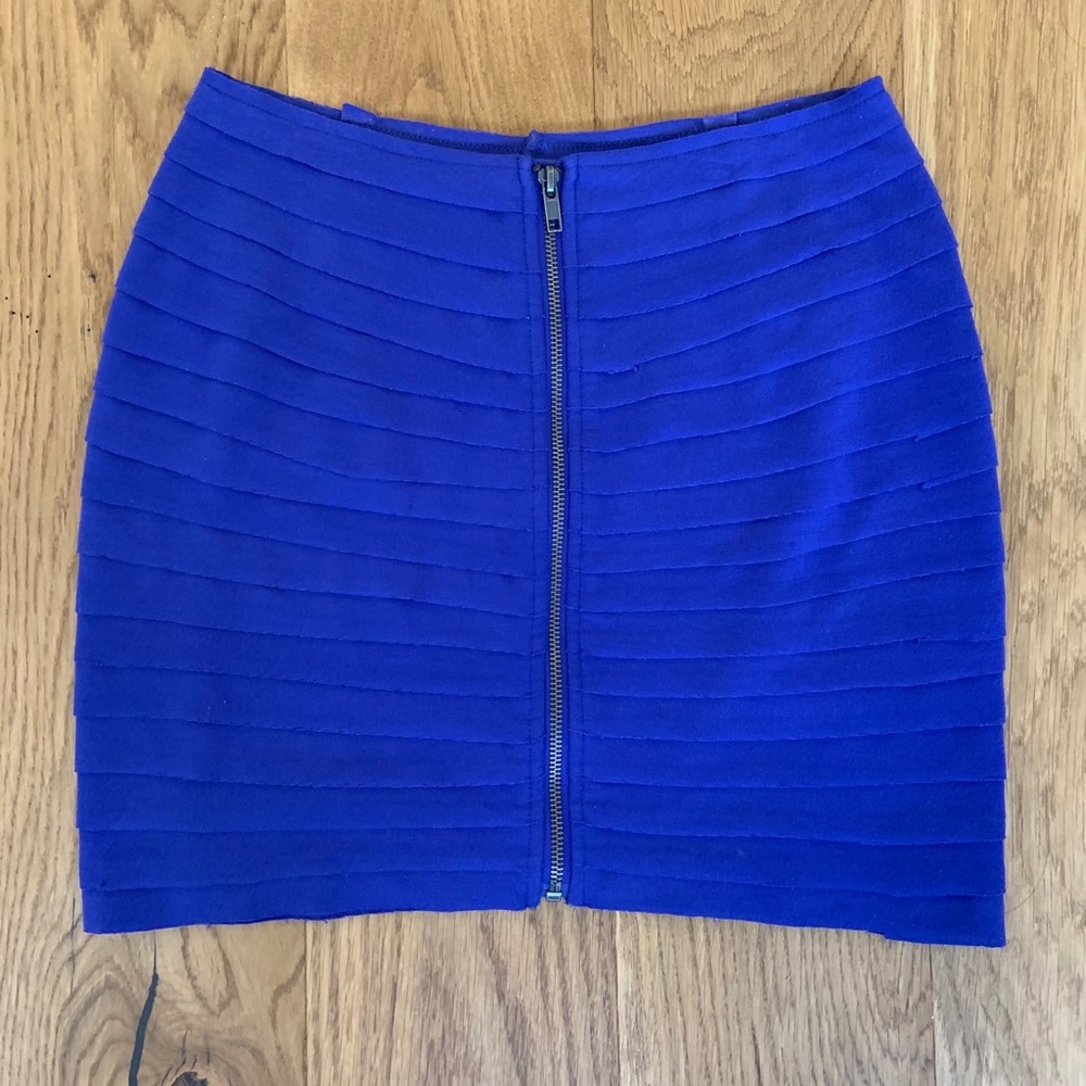 Silence + Noise Skirt- blue, zip-up, layered